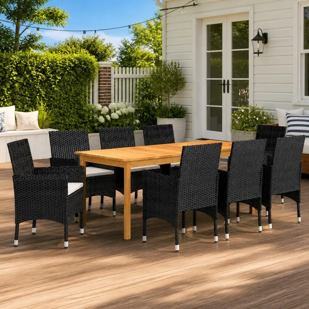 9 Piece Outdoor Dining Set with Cushions