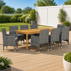Comfortable 9-Piece Dining Set for Outdoor Enjoyment
