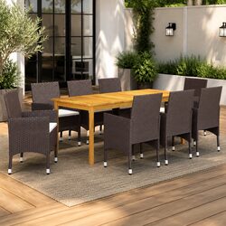 Reliable 9 Piece Brown Outdoor Dining Set