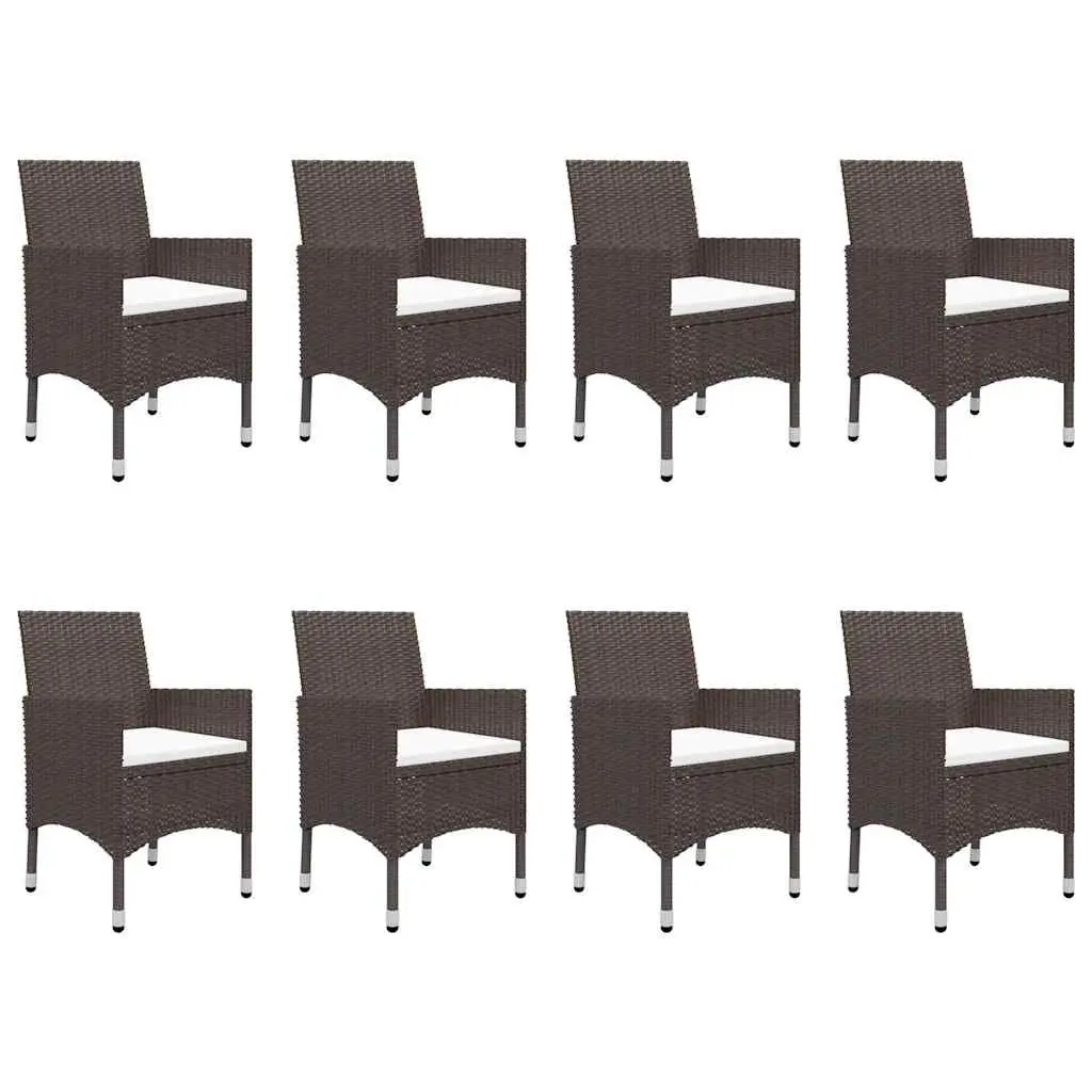 Garden Dining Set 9 Piece Brown Outdoor Table Chairs Rattan Furniture
