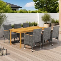 Reliable 7 Piece Grey Garden Dining Set for Outdoor Use