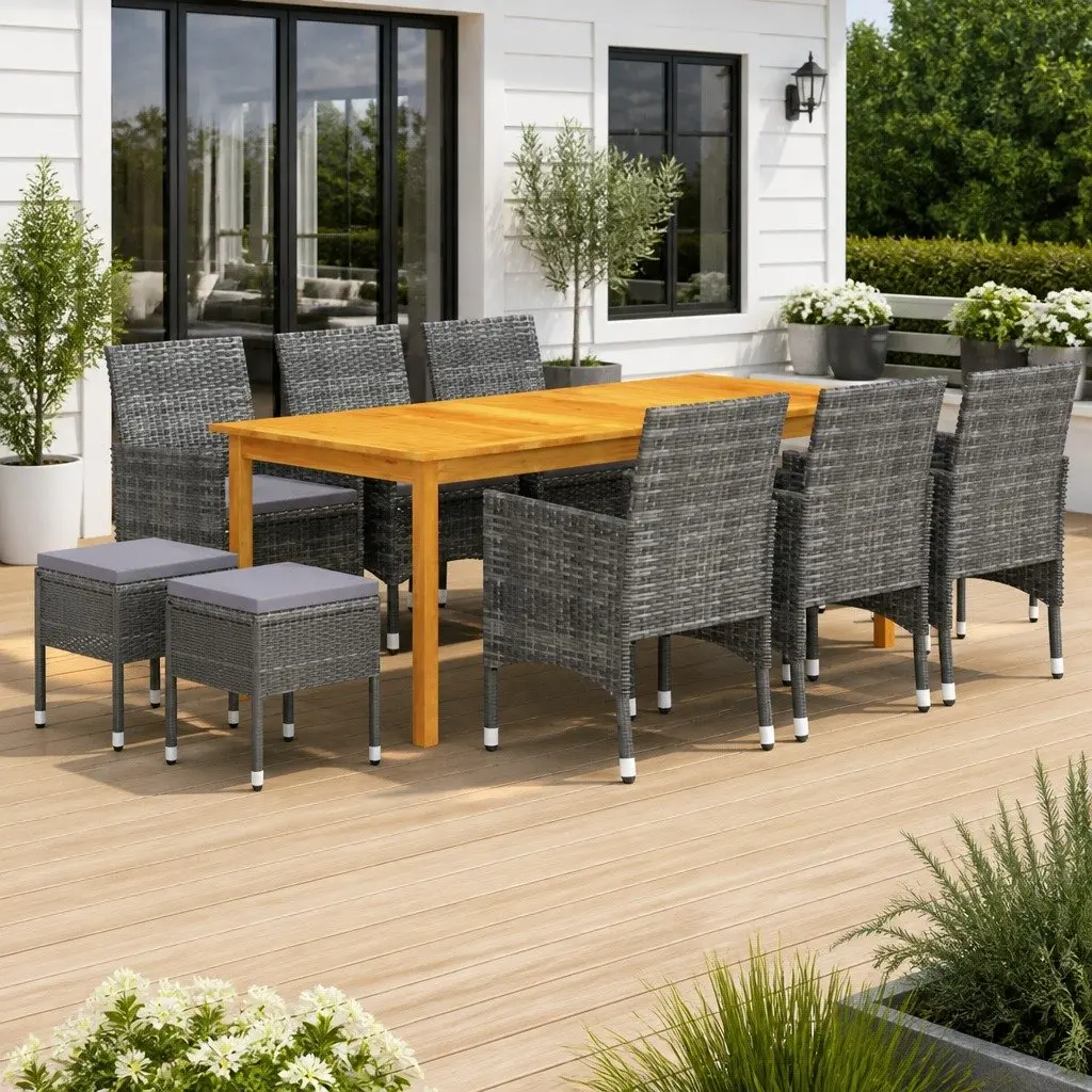 11-Piece Garden Dining Set in Grey