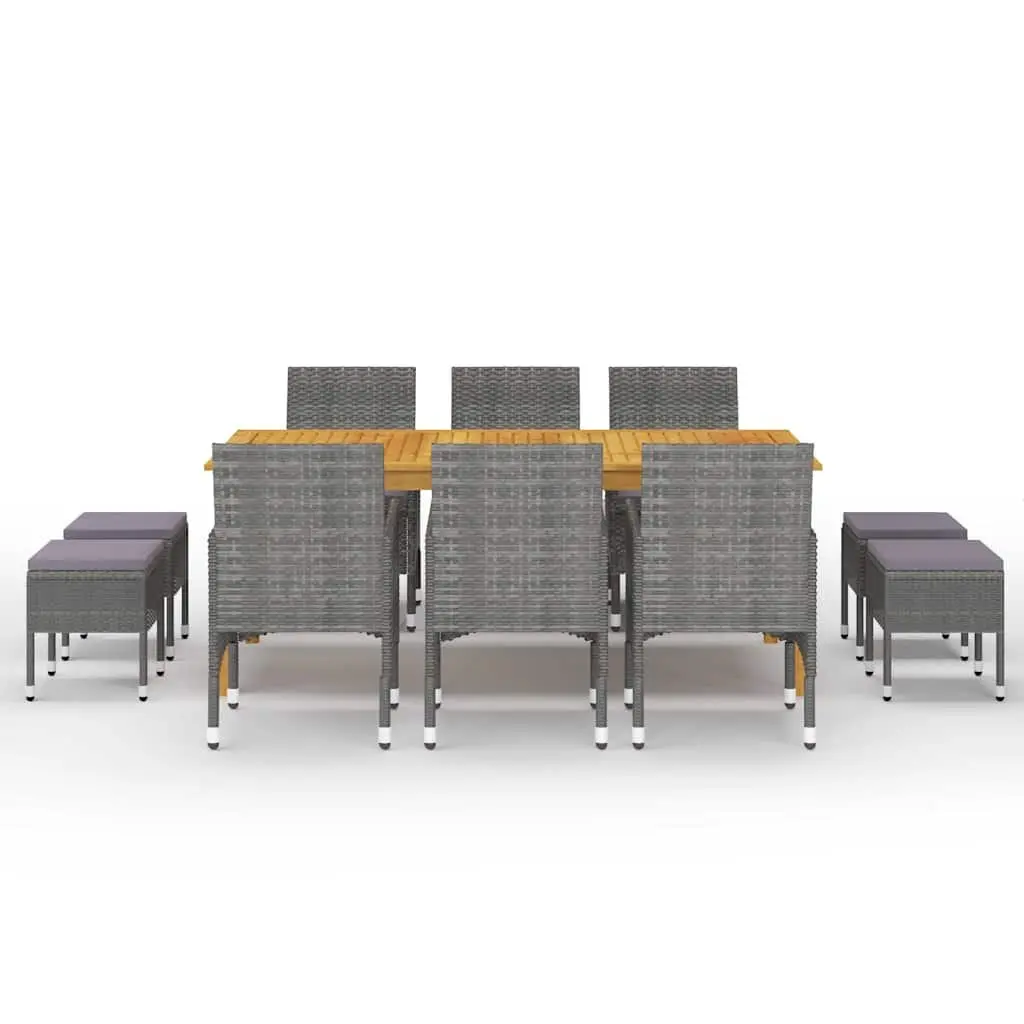11-Piece Garden Dining Set in Grey