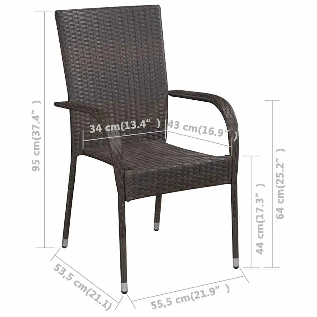 7 Piece Garden Dining Set Outdoor Table Chairs Acacia Wood PE Rattan Brown