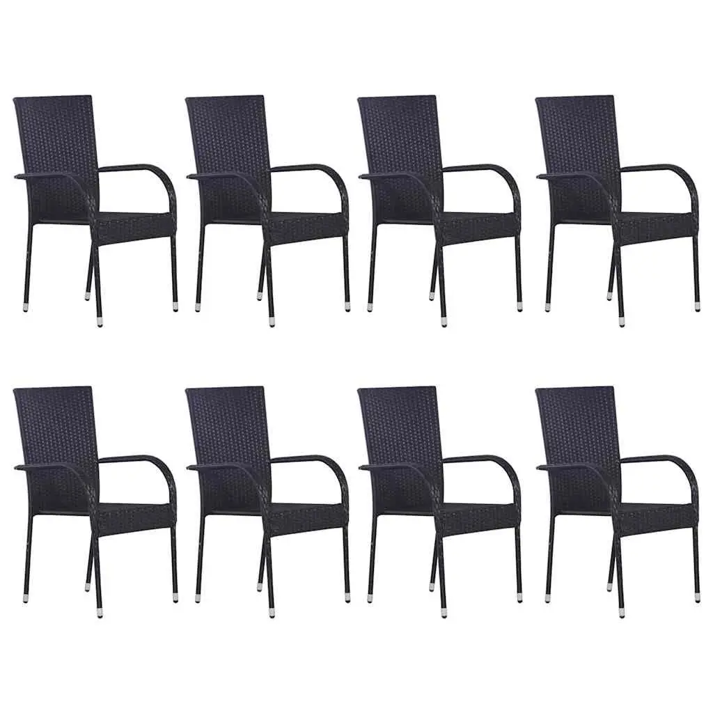 Outdoor Dining Set 9 Piece Table Chairs Acacia Wood Black Weather Resistant