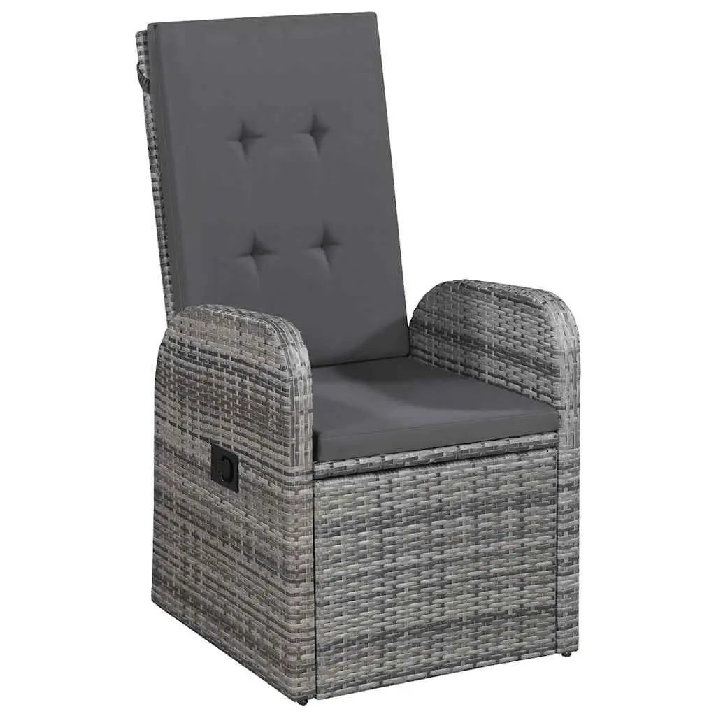9 Piece Garden Dining Set Acacia Wood Table Rattan Chairs Grey Outdoor Furniture