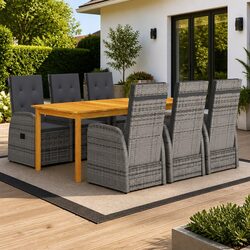 Comfortable 7-Piece Garden Dining Set in Grey