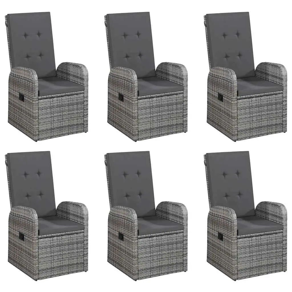 Garden Dining Set 7 Piece Outdoor Table Chairs Cushions Grey