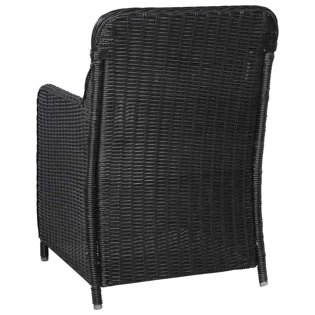 7 Piece Garden Dining Set Outdoor Table Chairs Black Acacia Wood PE Rattan