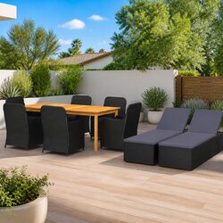 Warm and Inviting 9 Piece Garden Dining Set