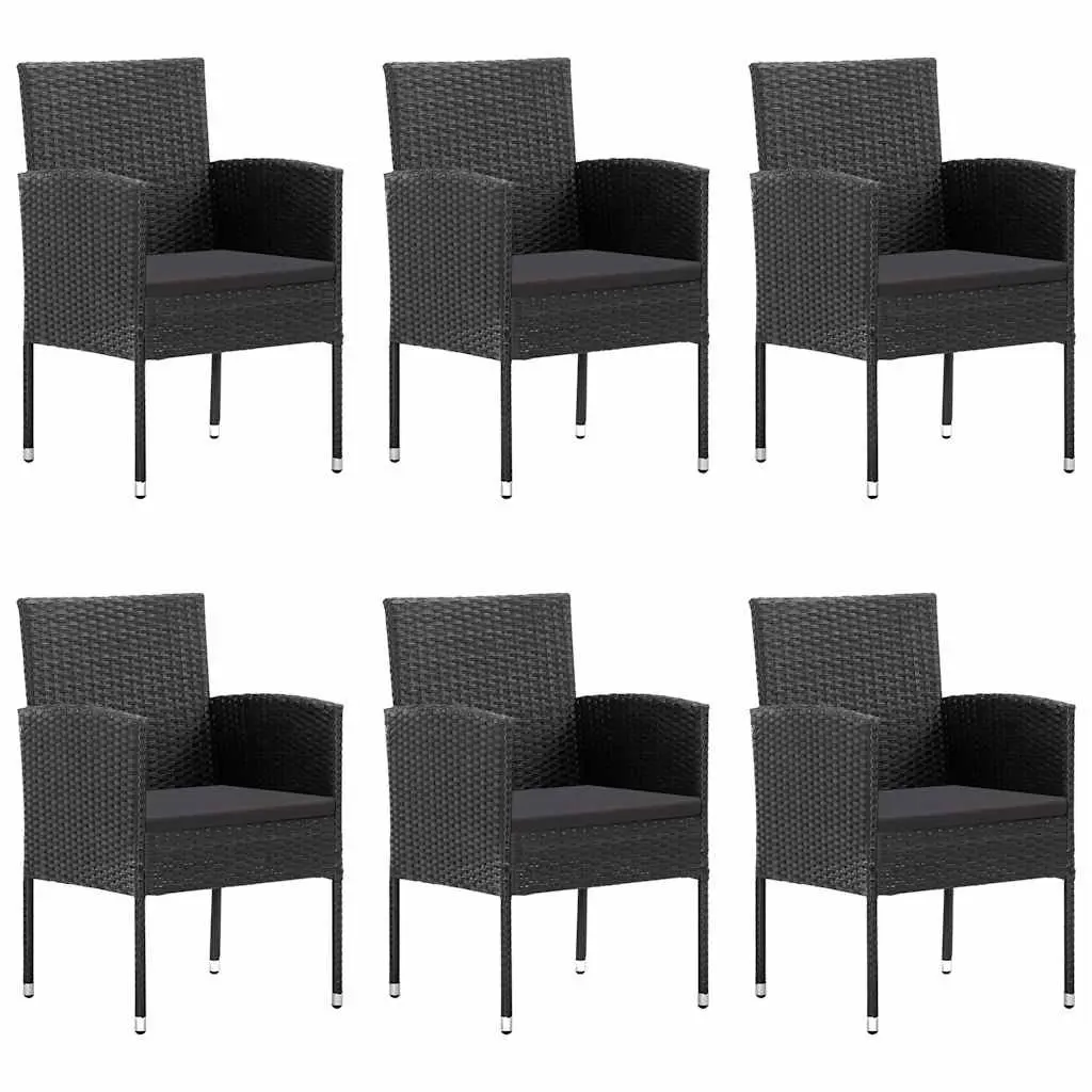 7 Piece Garden Dining Set Outdoor Table Chairs Acacia Wood Black