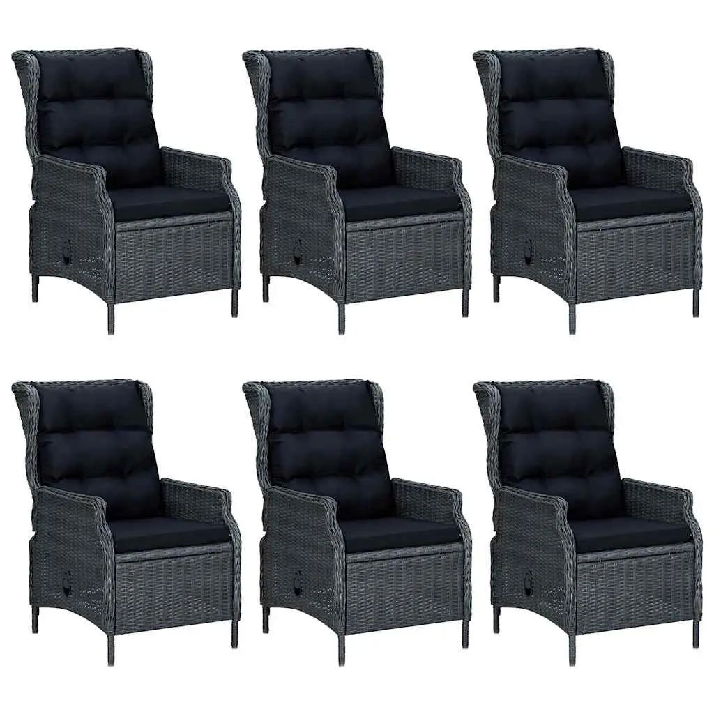 7 Piece Garden Dining Set Outdoor Table Chairs Dark Grey Acacia Wood Steel Frame