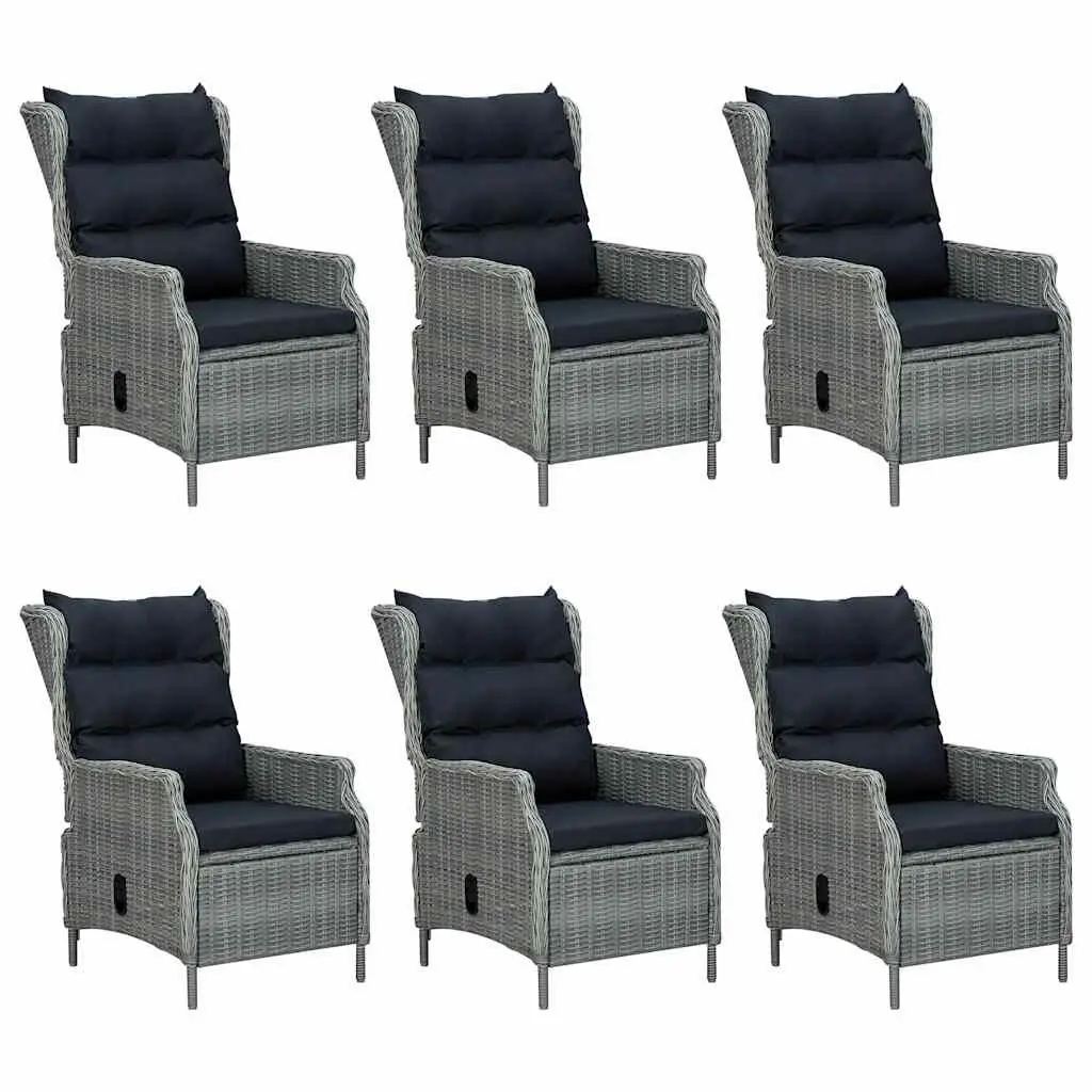 7 Piece Garden Dining Set Outdoor Furniture Grey Acacia Wood Steel Frame Chairs