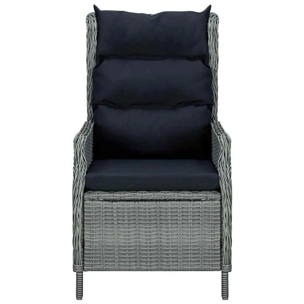 9 Piece Garden Dining Set Acacia Wood Table Steel Rattan Chairs Grey Outdoor