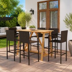 Reliable 7 Piece Brown Bar Set with Acacia Wood