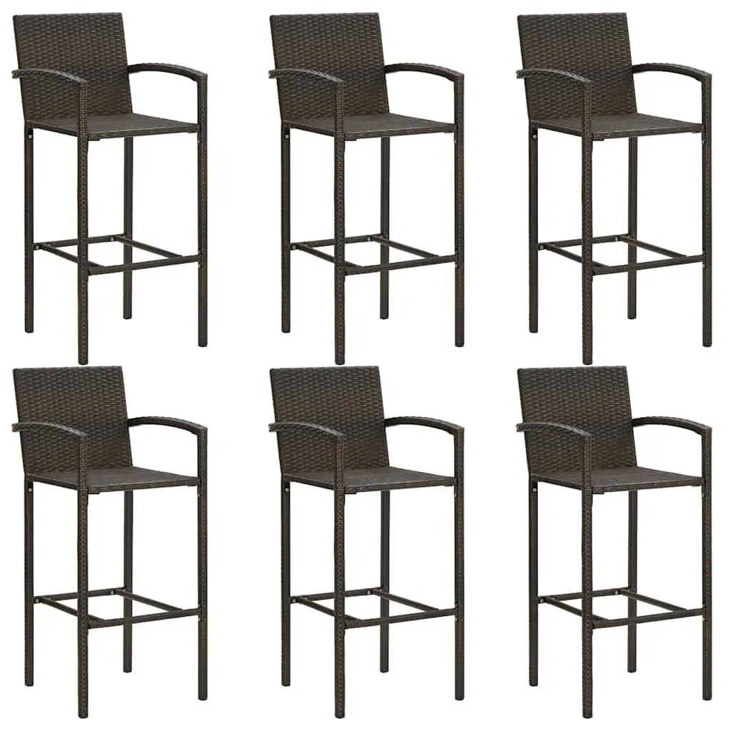 7 Piece Garden Bar Set Outdoor Furniture Acacia Wood Steel PE Rattan Brown