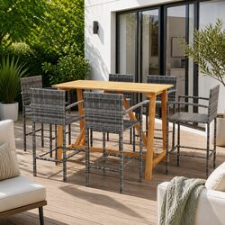 Durable and Attractive 7 Piece Grey Garden Bar Set