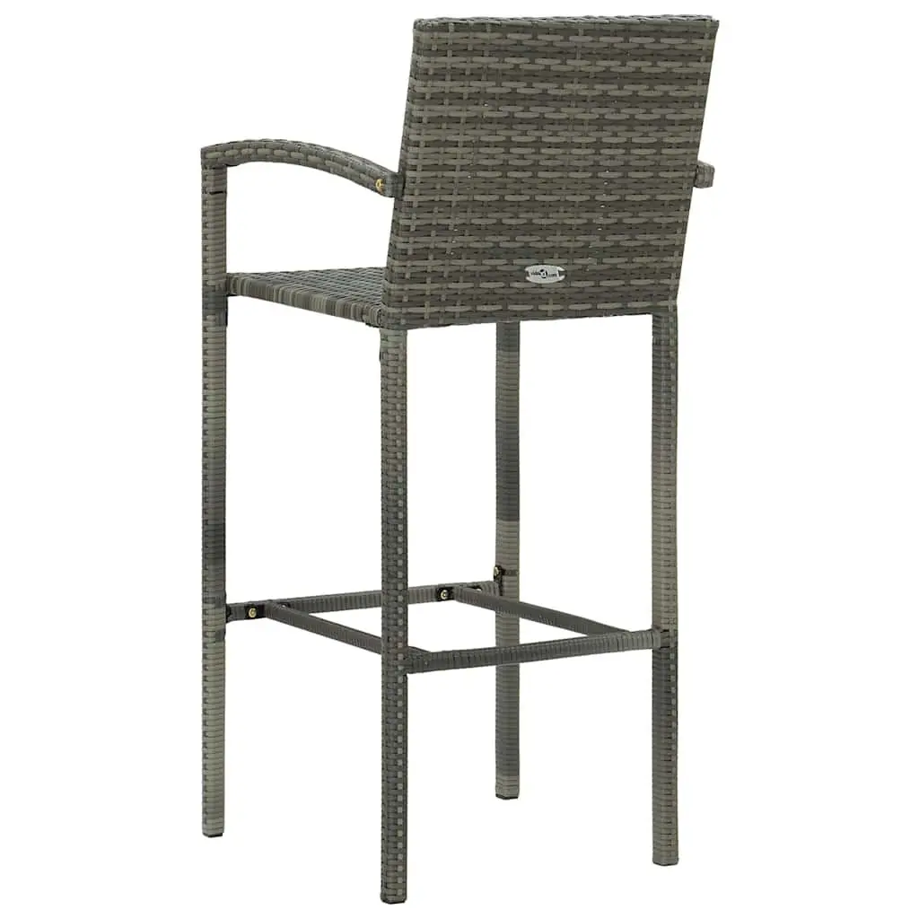 7 Piece Garden Bar Set Grey Outdoor Patio Furniture Table Stools Rattan