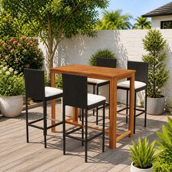 5 Piece Garden Bar Set with Cushions: Practical and Stylish