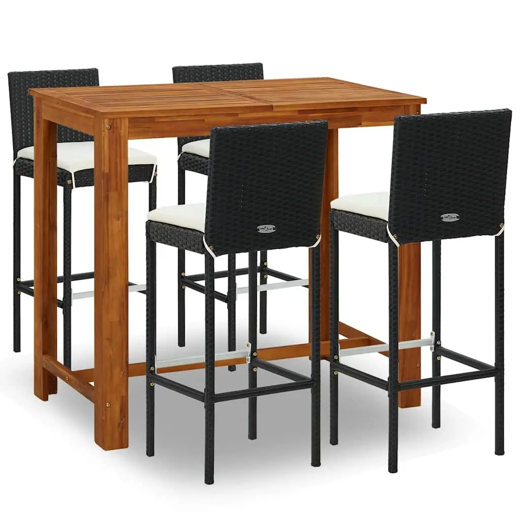 5 Piece Garden Bar Set Outdoor Patio Furniture Black