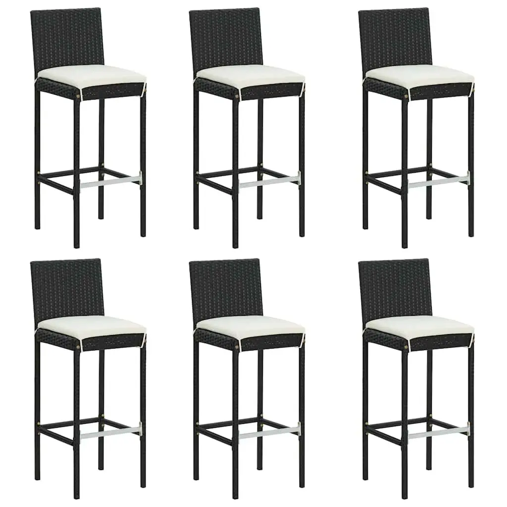 7 Piece Garden Bar Set Outdoor Patio Furniture Table Stools Black