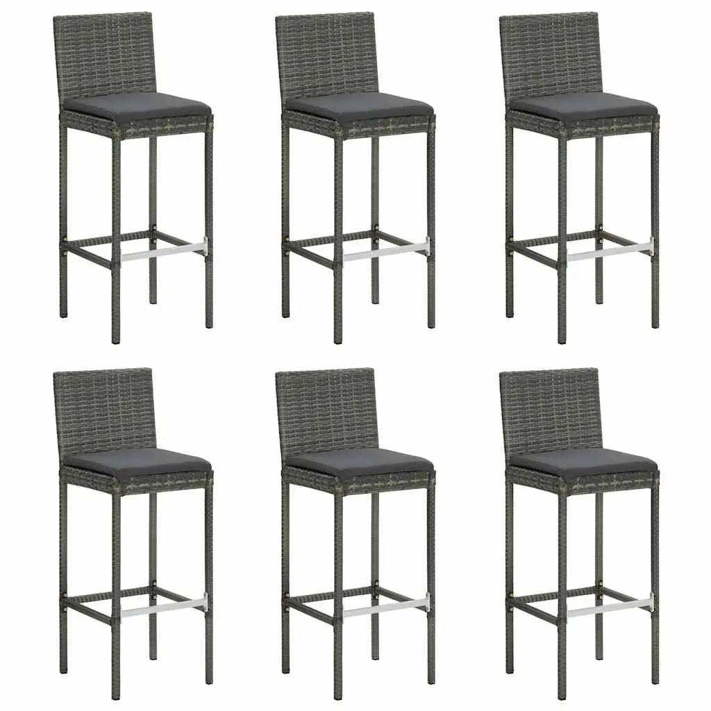 Garden Bar Set 7 Piece Outdoor Patio Furniture Grey Stools Table Cushions