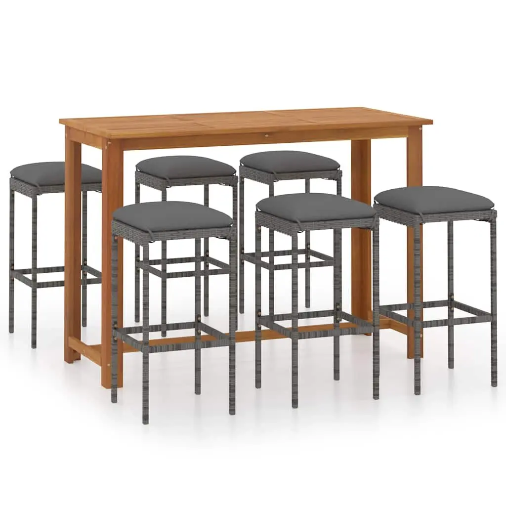 Garden Bar Set Outdoor Patio Furniture 7 Piece Grey