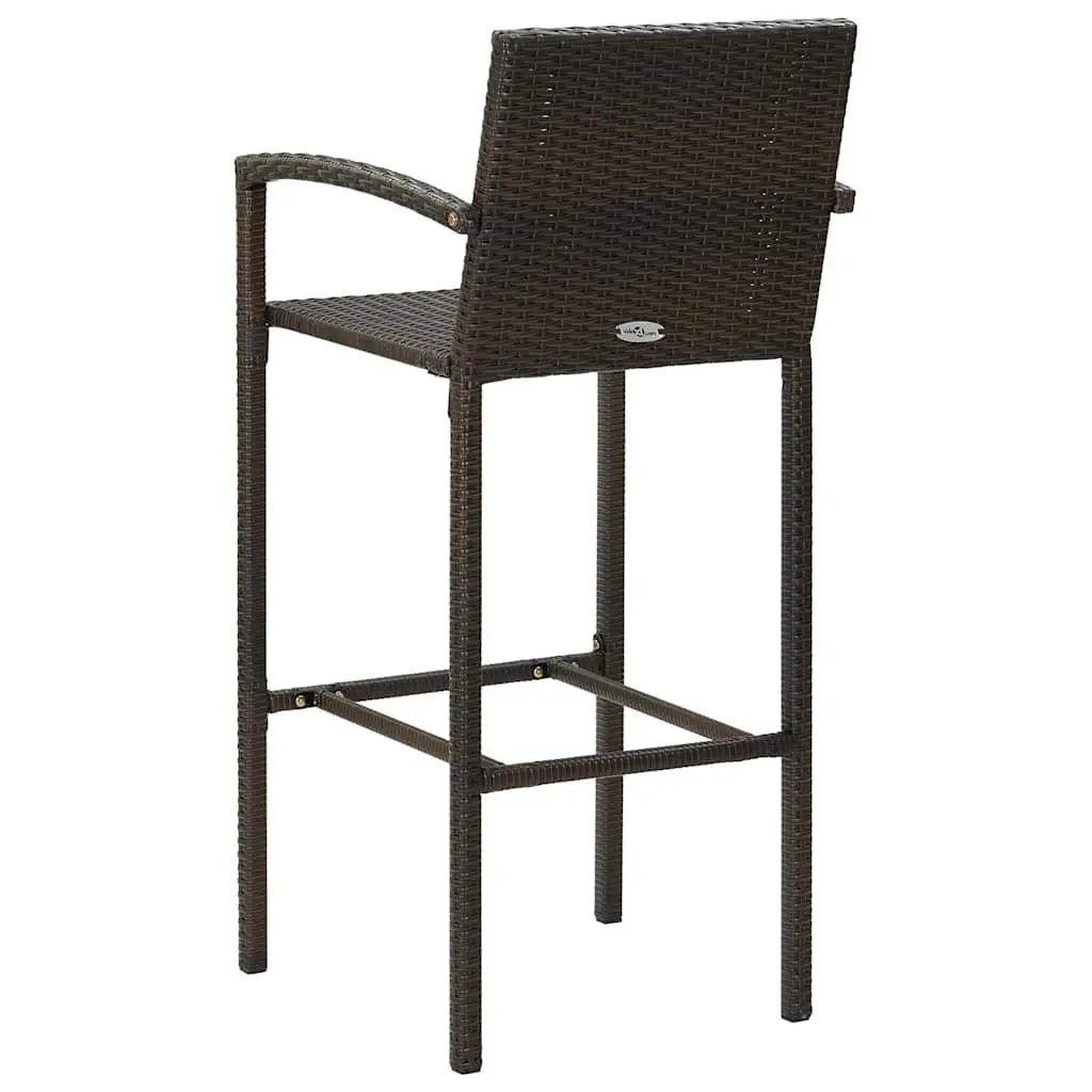 7 Piece Outdoor Garden Bar Set Brown Patio Furniture Table Stools