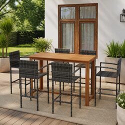Value-Focused 7 Piece Garden Bar Set in Grey