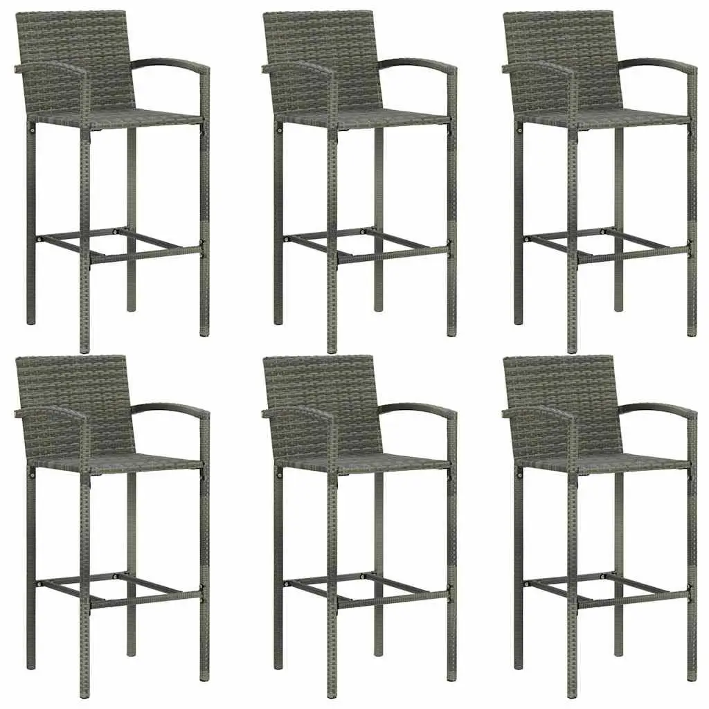 7 Piece Outdoor Garden Bar Set Grey Patio Furniture Table and Stools