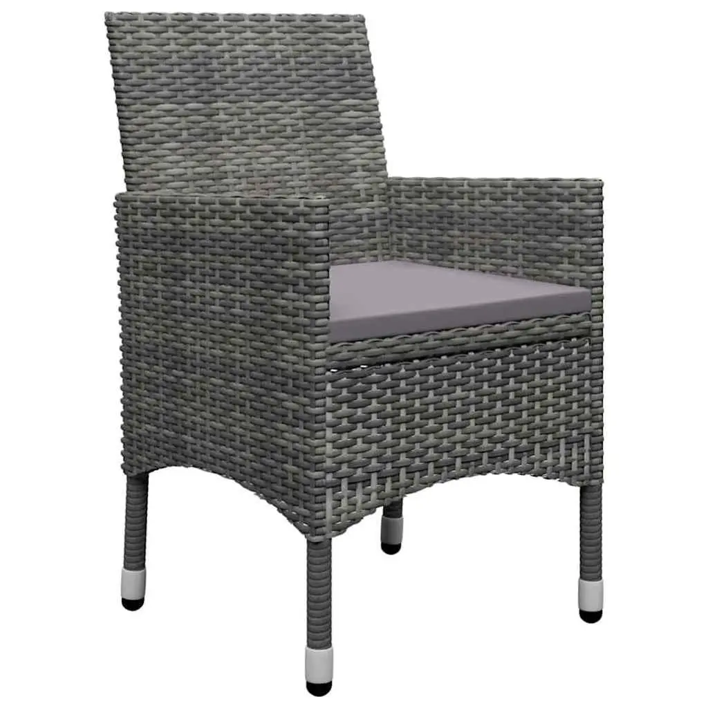 5 Piece Outdoor Dining Set Grey Acacia Wood and Steel Frame Table with Rattan Chairs