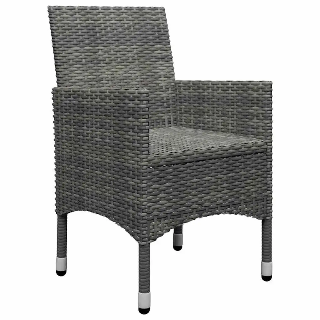 5 Piece Outdoor Dining Set Grey Acacia Wood and Steel Frame Table with Rattan Chairs