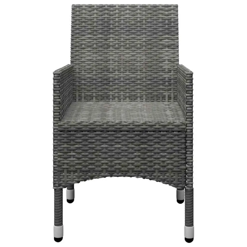 5 Piece Outdoor Dining Set Grey Acacia Wood and Steel Frame Table with Rattan Chairs