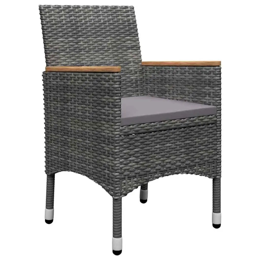 Outdoor Furniture Set Dining Table Chairs Stools 5 Piece Grey Acacia Wood PE Rattan