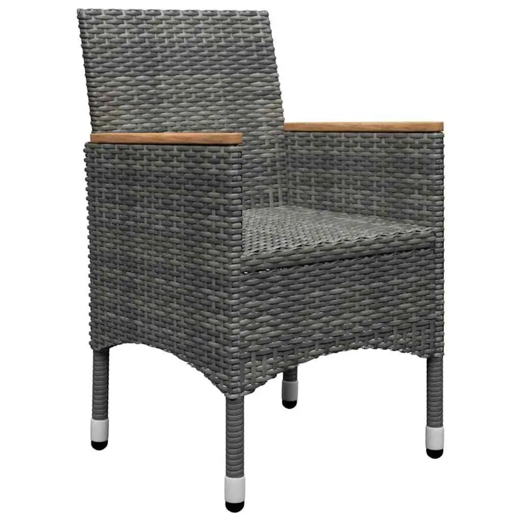 Outdoor Furniture Set Dining Table Chairs Stools 5 Piece Grey Acacia Wood PE Rattan
