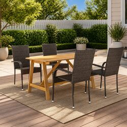 Value-Driven 5 Piece Brown Outdoor Dining Set