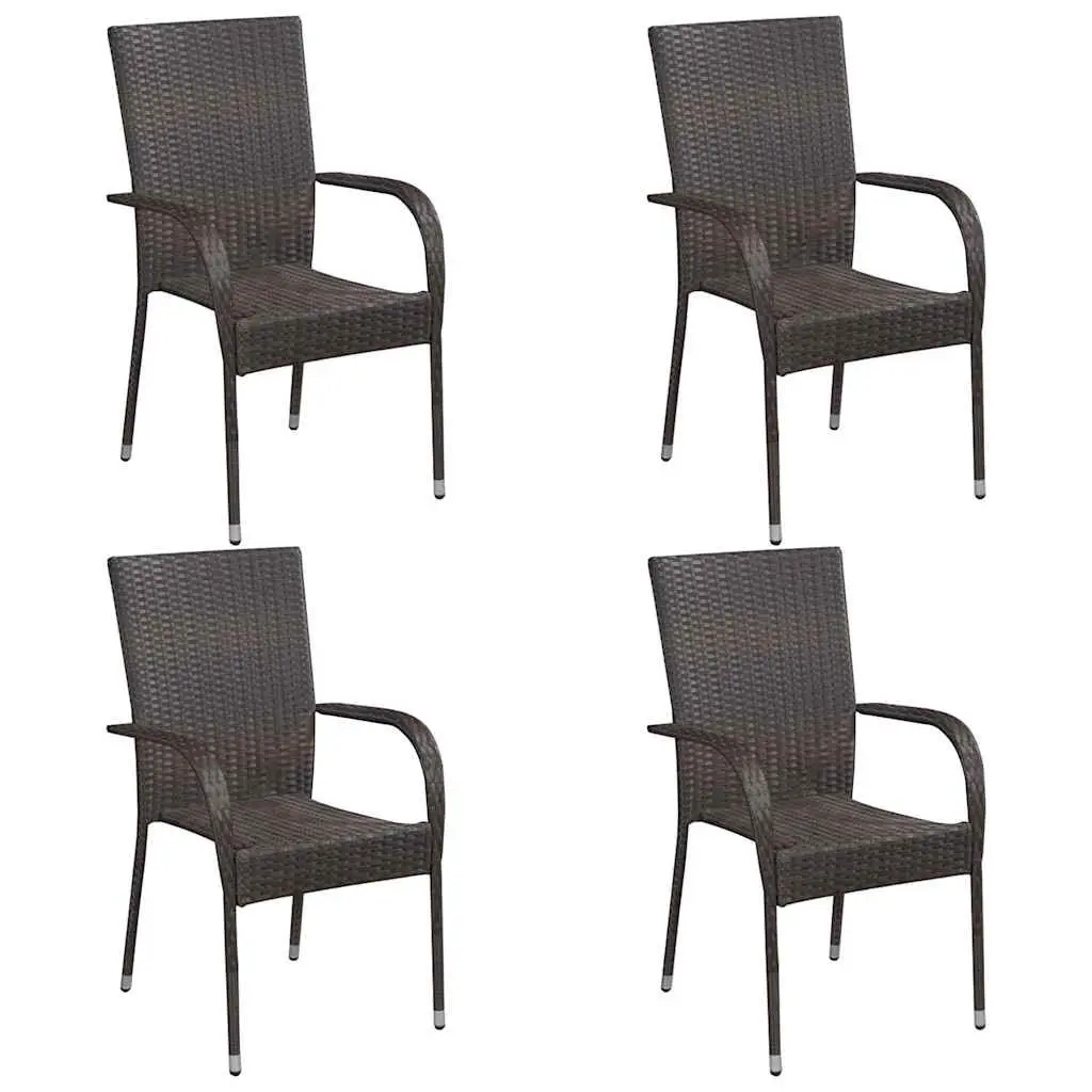 Garden Dining Set 5 Piece Brown Outdoor Furniture Table Chairs Patio Rattan