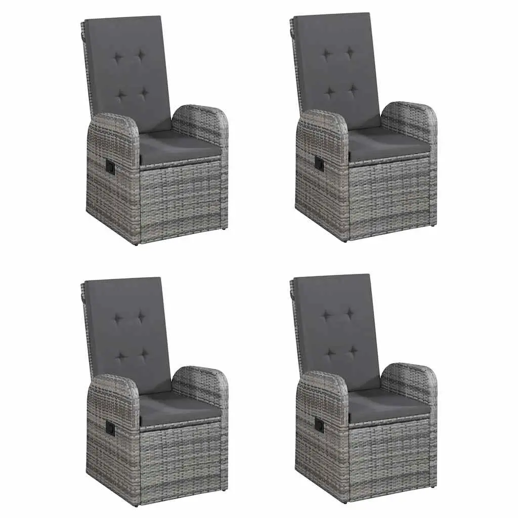 Outdoor Dining Set Grey Acacia Wood 5 Piece Table Chairs with Cushions Weather Resistant Rattan