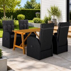 Comfortable and Durable 5 Piece Black Garden Dining Set