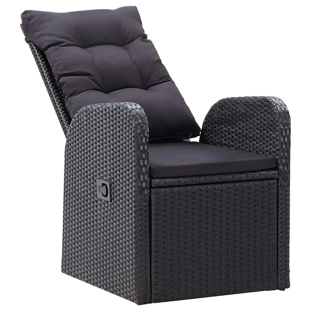 5 Piece Garden Dining Set Outdoor Table Chairs Black Rattan