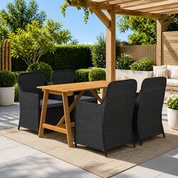 Reliable 5-Piece Garden Dining Set in Black