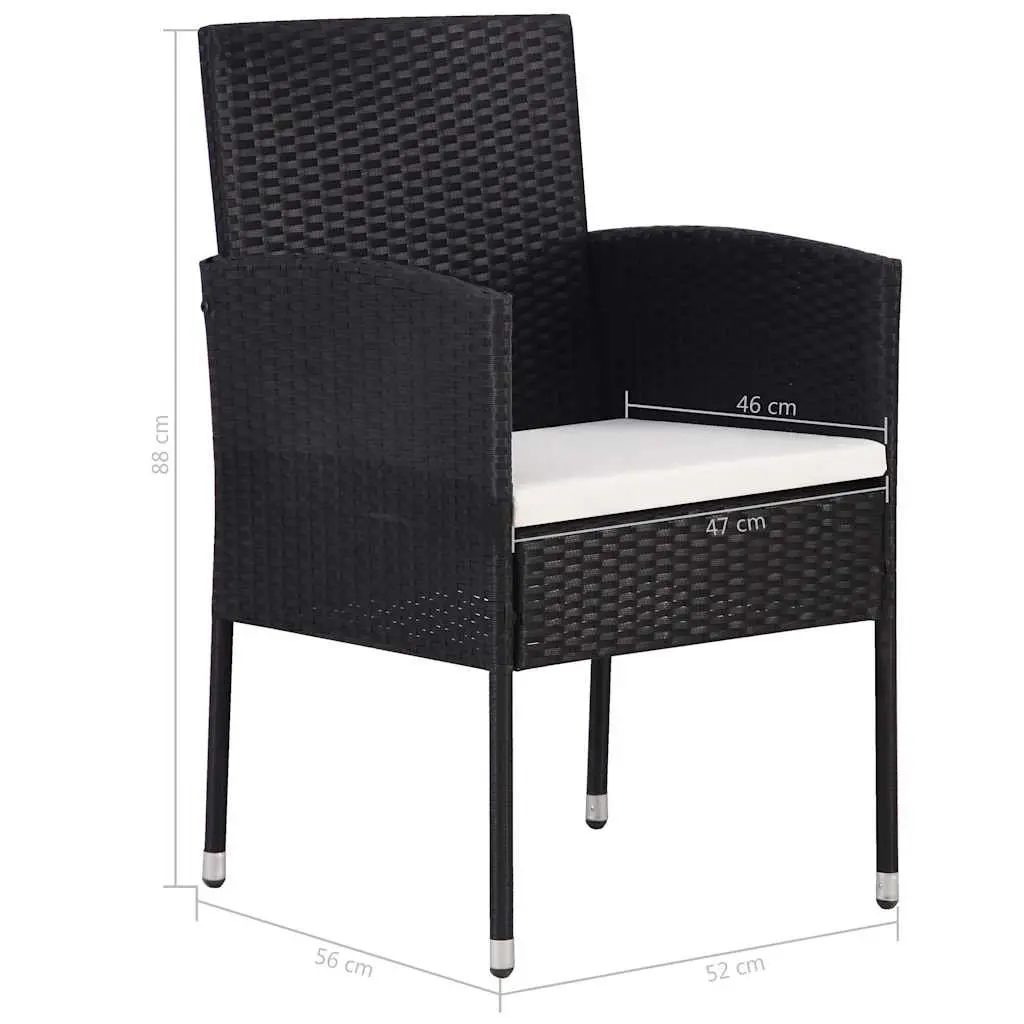 5 Piece Garden Dining Set Outdoor Table Chairs with Cushions Black