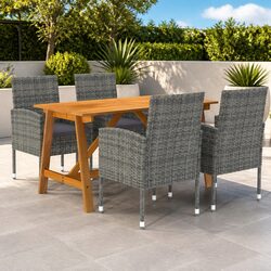 Comfortable 5 Piece Grey Dining Set for Outdoors
