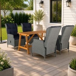 Comfortable 5-Piece Garden Dining Set in Grey