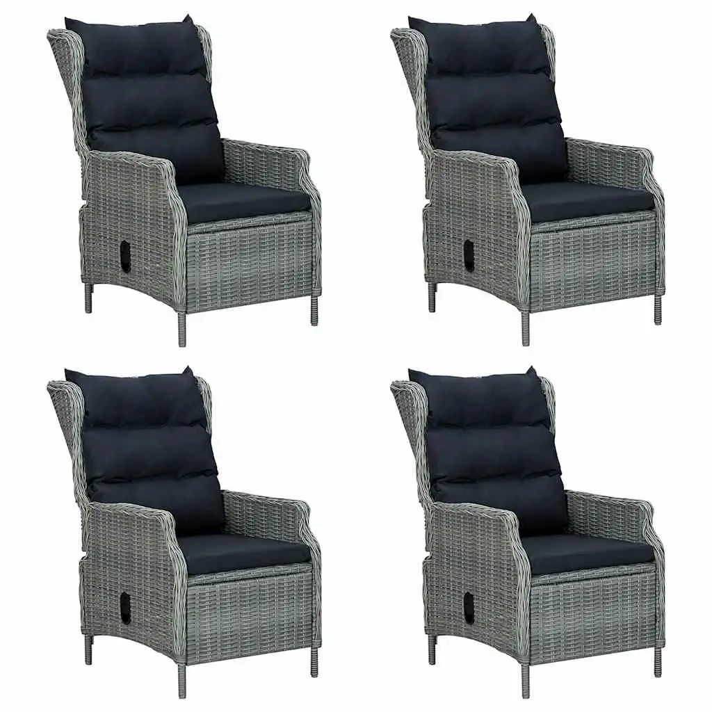 Outdoor Dining Set 7 Piece Grey Chairs Stools Table Cushions