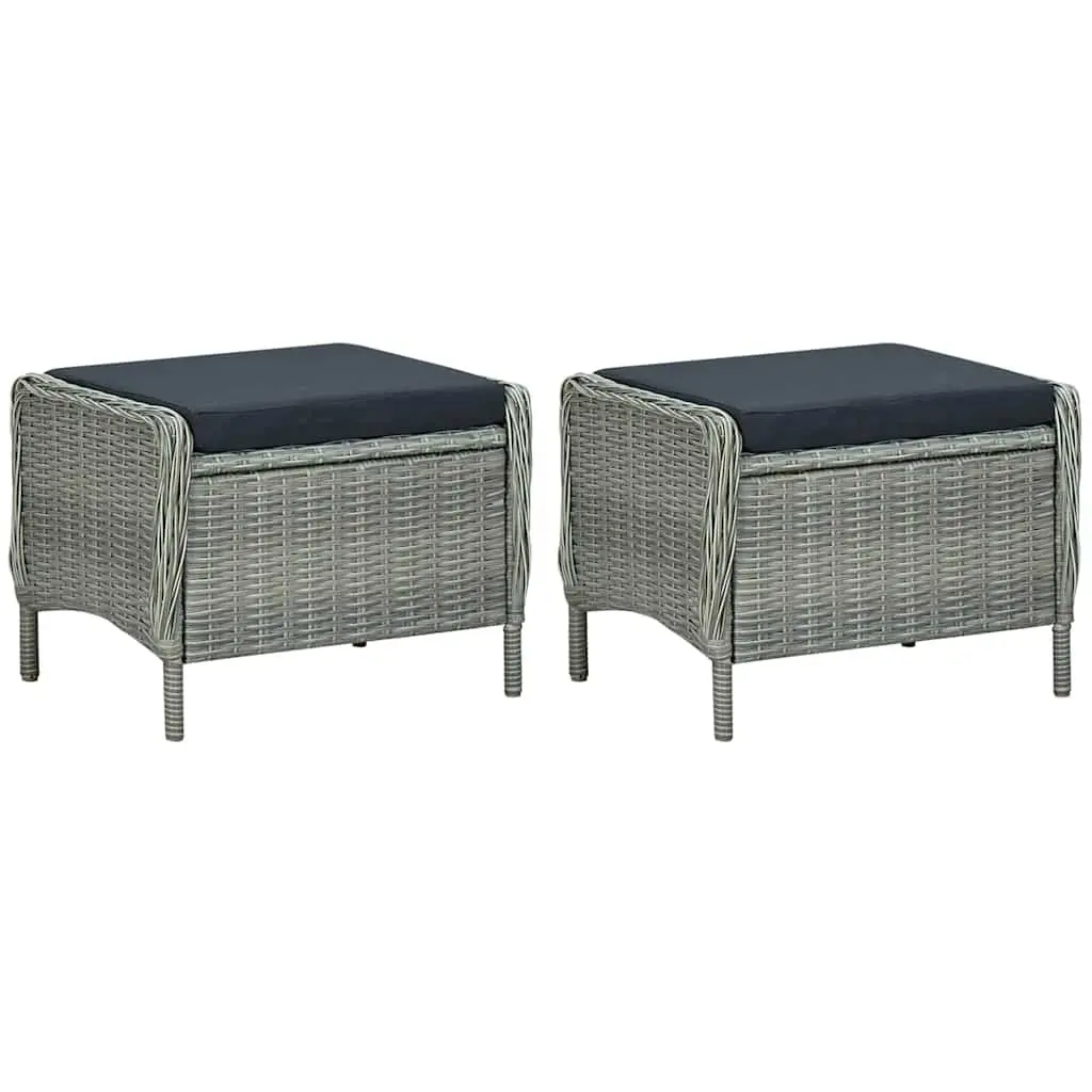 Outdoor Dining Set 7 Piece Grey Chairs Stools Table Cushions