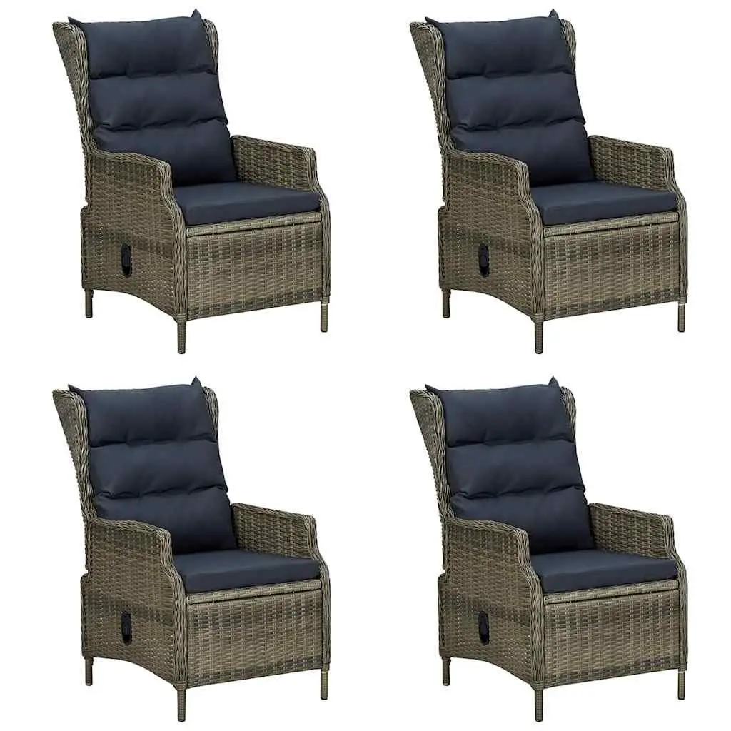 Outdoor 7 Piece Dining Set Garden Table and Chairs Brown Acacia Wood and PE Rattan with Cushions