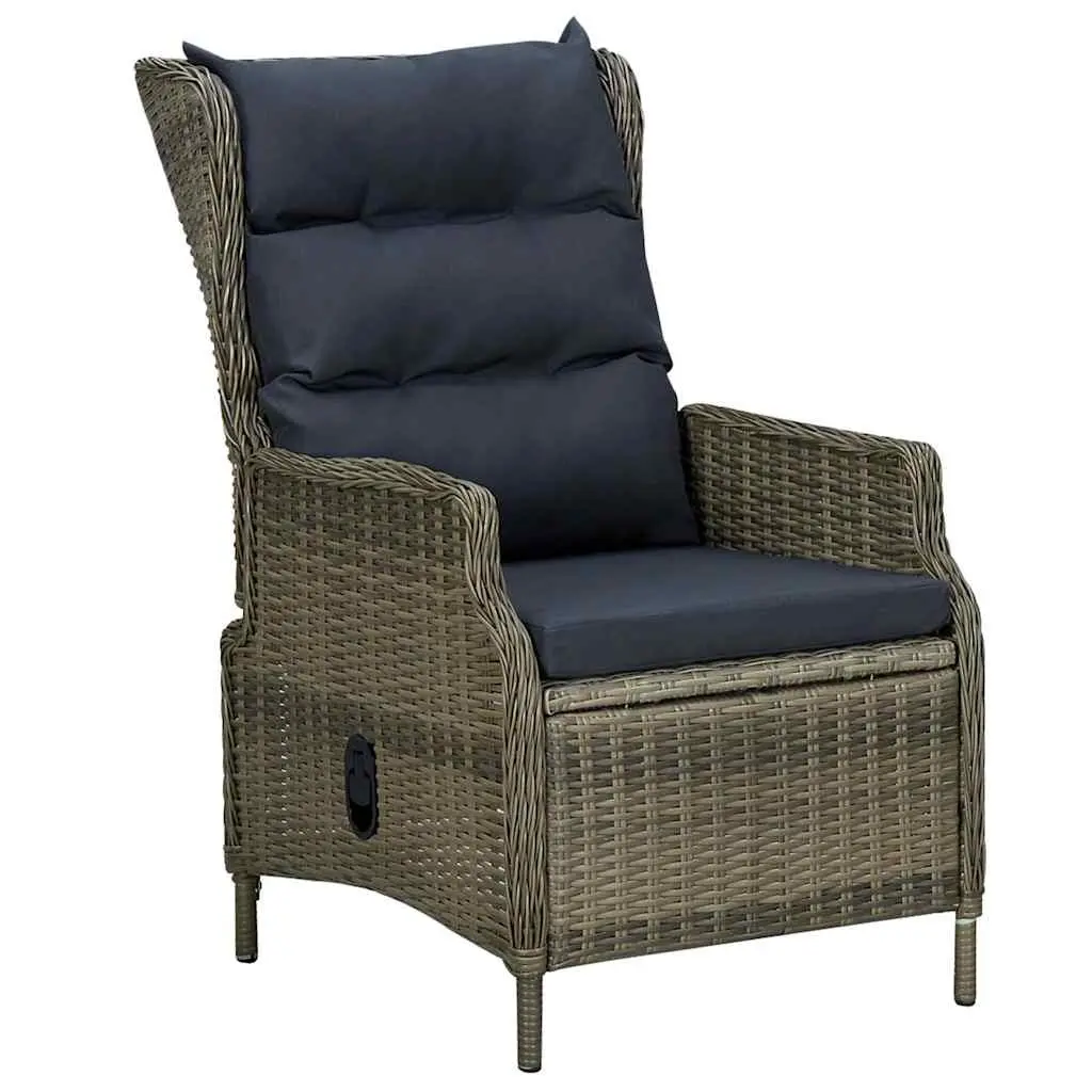 Outdoor 7 Piece Dining Set Garden Table and Chairs Brown Acacia Wood and PE Rattan with Cushions