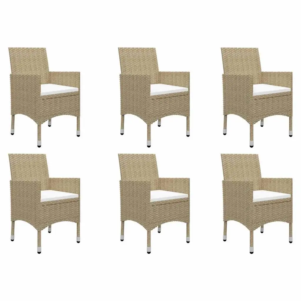 Garden Dining Set Beige Outdoor Furniture 7 Pieces Table and Chairs for Patio