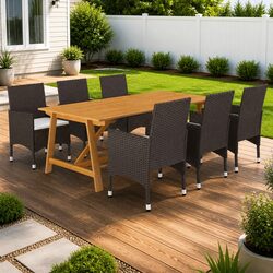 Reliable 7 Piece Garden Dining Set with Ergonomic Design